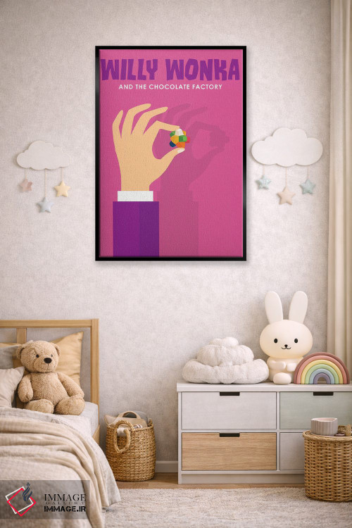 تابلو مینیمال پوستر مینی مالیستی ویلی ونکا و کارخانه شکلات سازی اثر پوپیت - D6B