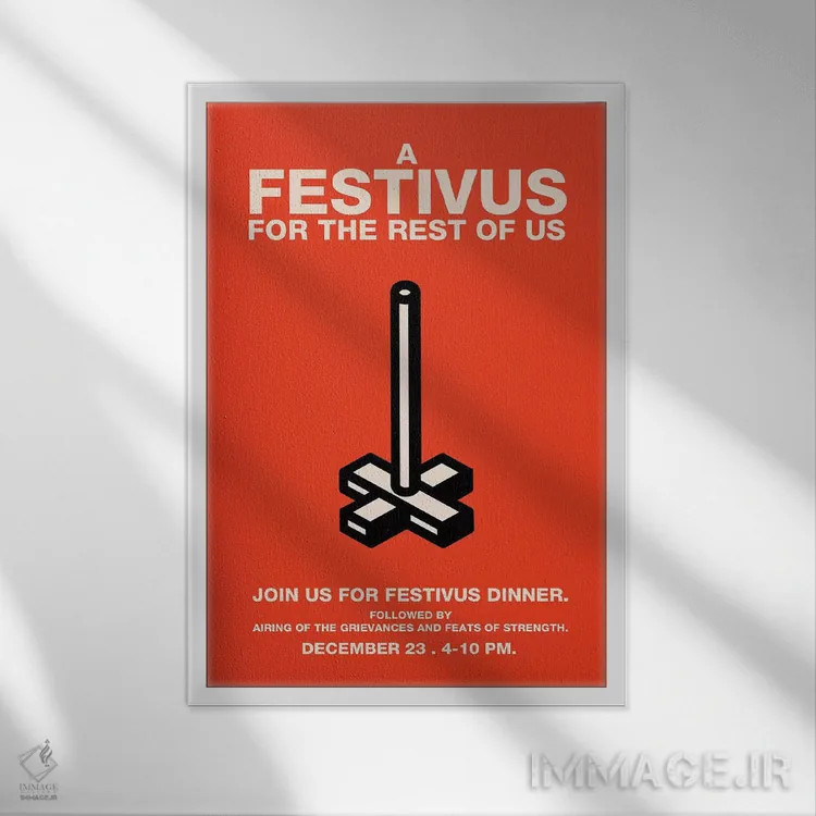 تابلو مینیمال پوستر دعوت سبک قدیمی فستیوس شاد اثر پوپیت - نمای قابدار سفید