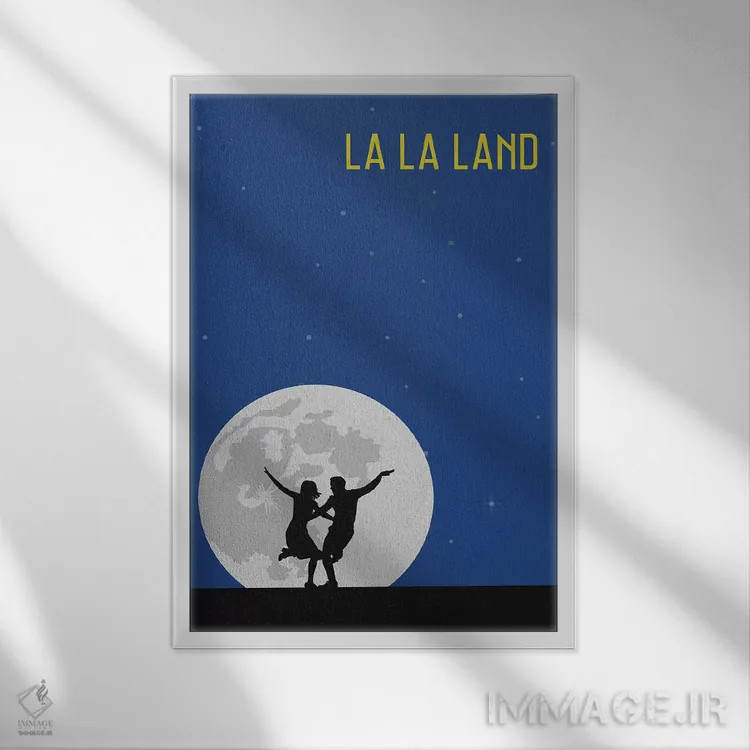 تابلو مینیمال پوستر مینی مالیستی لا لا لند اثر پوپیت - نمای قابدار سفید