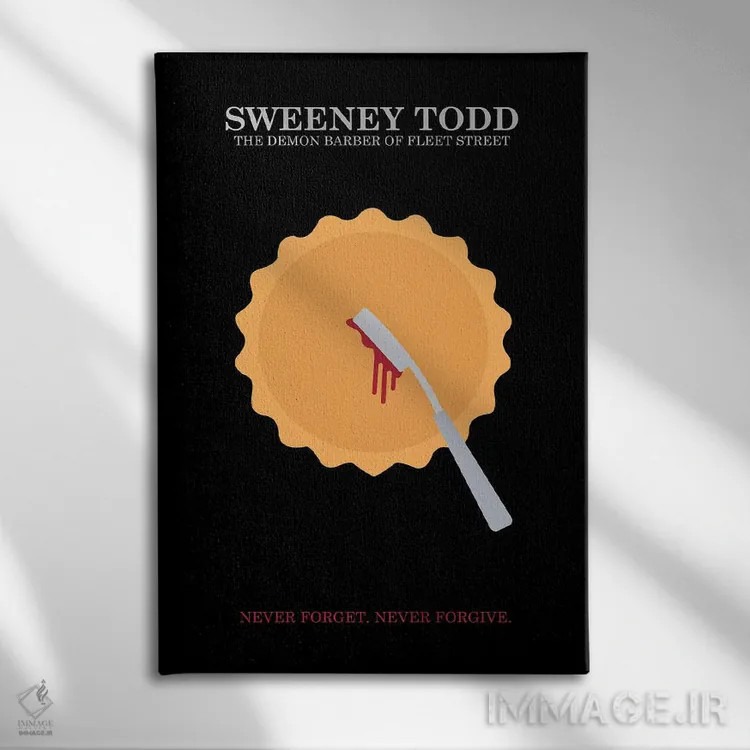 تابلو مینیمال پوستر مینی مالیستی سوئینی تاد اثر پوپیت - نمای روبهرو روی دیوار