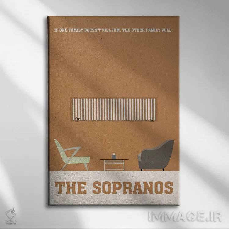 تابلو مینیمال پوستر مینی مالیستی سوپرانوها ۱ اثر پوپیت - نمای روبهرو روی دیوار