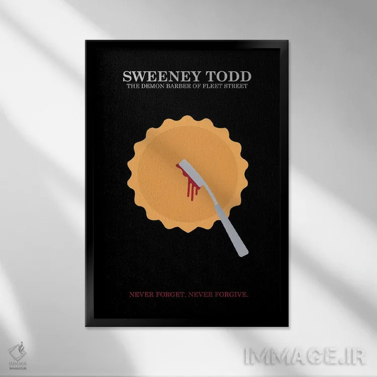 تابلو مینیمال پوستر مینی مالیستی سوئینی تاد اثر پوپیت - نمای قابدار مشکی