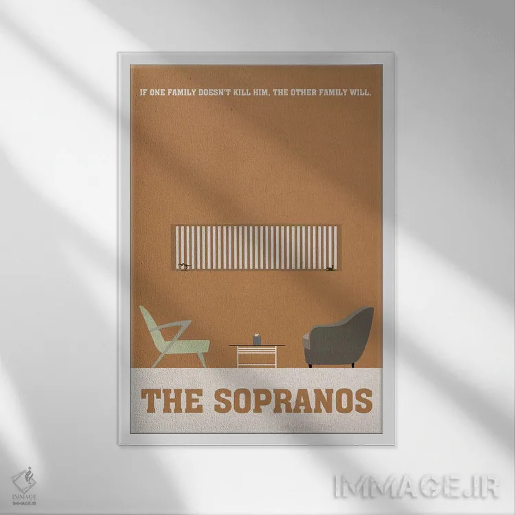 تابلو مینیمال پوستر مینی مالیستی سوپرانوها ۱ اثر پوپیت - نمای قابدار سفید