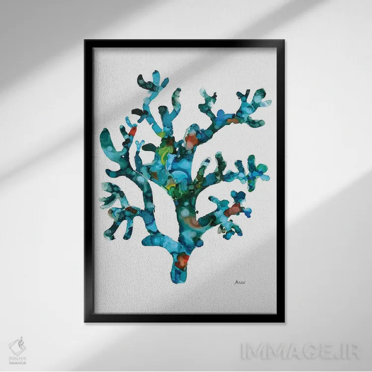 تابلو دکوراتیو مرجان دریایی ۱ اثر پتی من - نمای قابدار مشکی