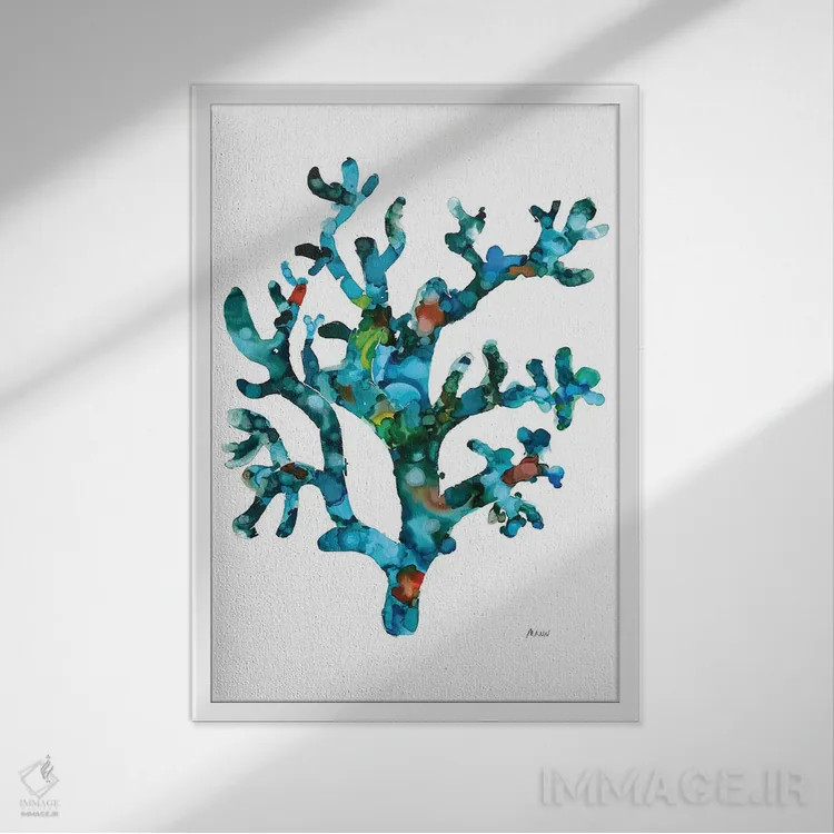 تابلو دکوراتیو مرجان دریایی ۱ اثر پتی من - نمای قابدار سفید
