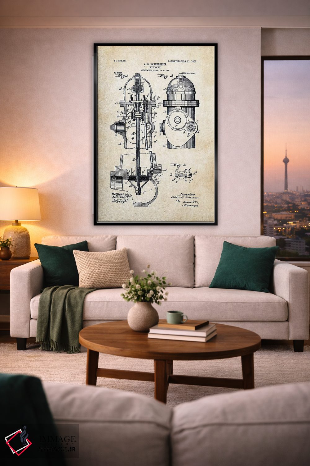 تابلو دکوراتیو شیر هیدرانت آتش نشانی اثر پتنت ۷۷ - D1B