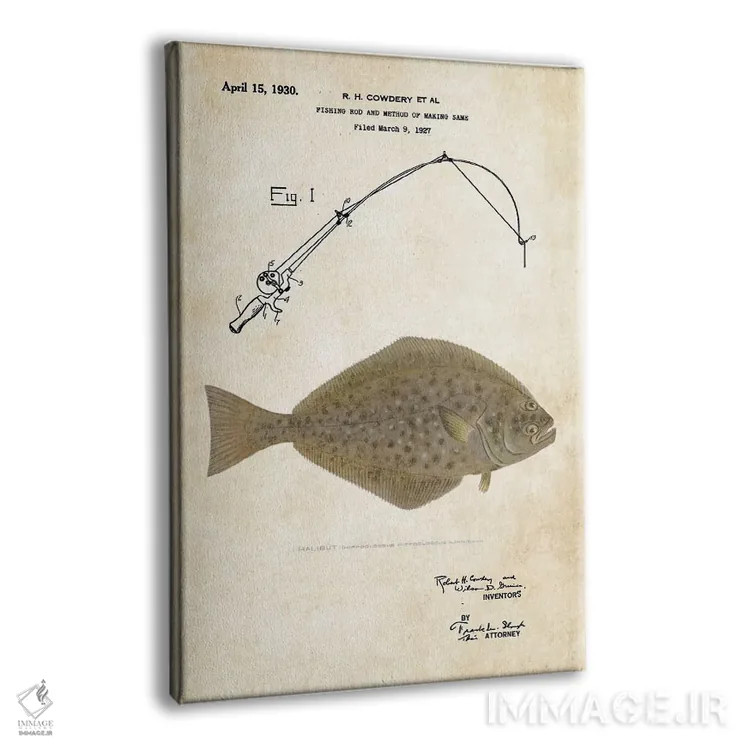 تابلو دکوراتیو طعمه ماهیگیری هالیبوت اثر پتنت ۷۷ - نمای پرسپکتیو محصول
