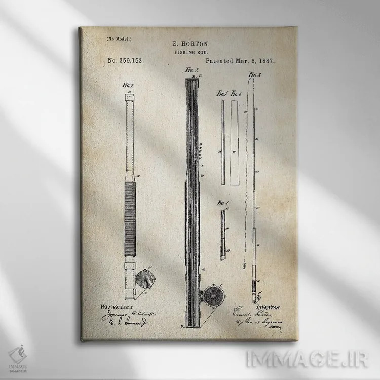تابلو دکوراتیو چوب ماهی گیری عتیقه اثر پتنت ۷۷ - نمای روبهرو روی دیوار