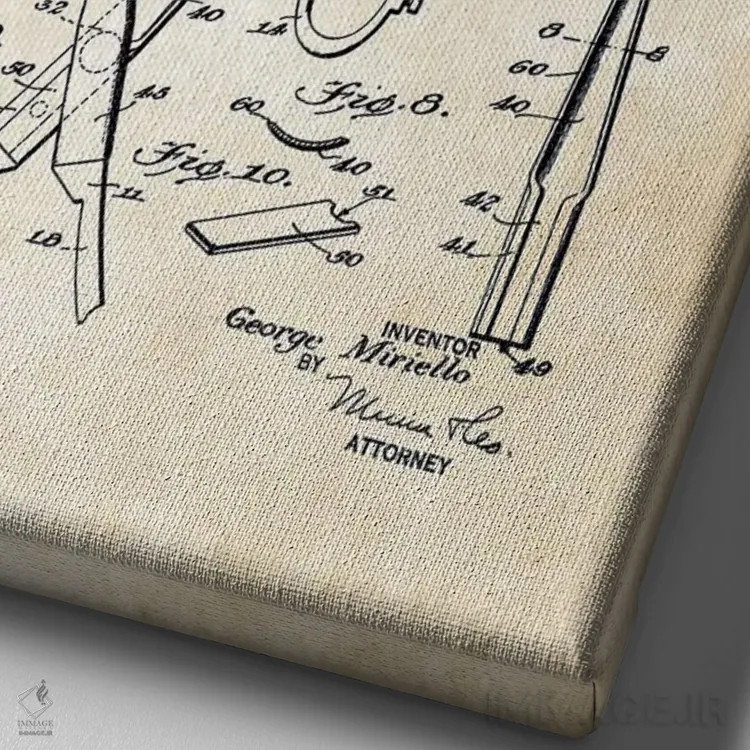 تابلو دکوراتیو قیچی آرایشگری اثر پتنت ۷۷ - نمای نزدیک بافت بوم