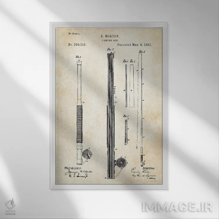 تابلو دکوراتیو چوب ماهی گیری عتیقه اثر پتنت ۷۷ - نمای قابدار سفید