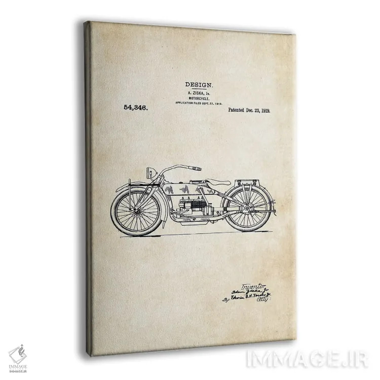تابلو دکوراتیو موتورسیکلت هارلی دیویدسون اثر پتنت ۷۷ - نمای پرسپکتیو محصول