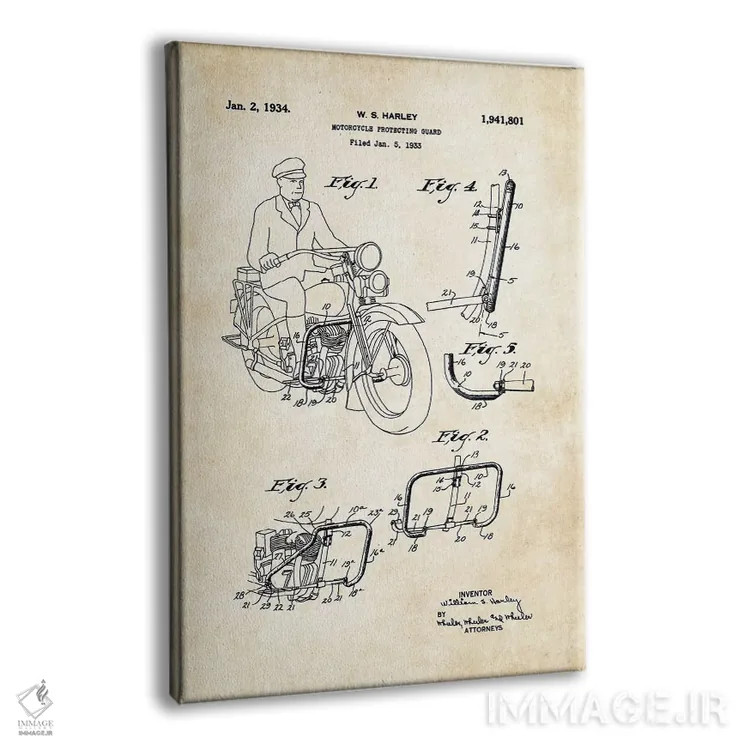 تابلو دکوراتیو موتورسیکلت هارلی دیویدسون اثر پتنت ۷۷ - نمای پرسپکتیو محصول