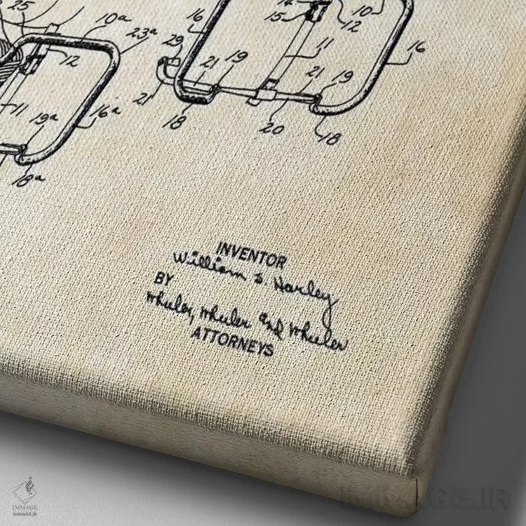 تابلو دکوراتیو موتورسیکلت هارلی دیویدسون اثر پتنت ۷۷ - نمای نزدیک بافت بوم