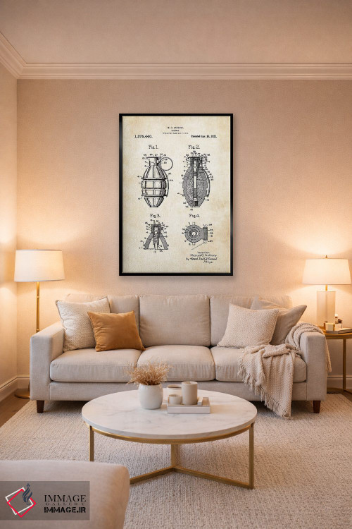 تابلو دکوراتیو نارنجک دستی اثر پتنت ۷۷ - D3B