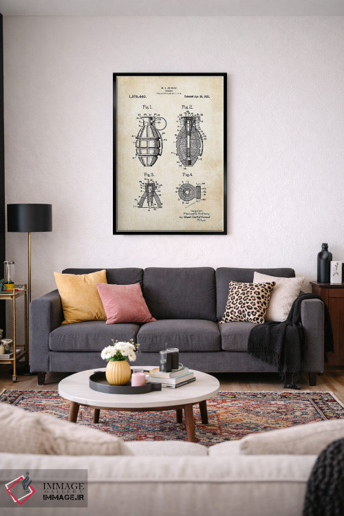 تابلو دکوراتیو نارنجک دستی اثر پتنت ۷۷ - D4B