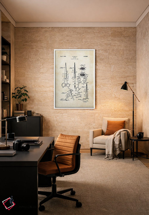 تابلو دکوراتیو قیچی آرایشگری اثر پتنت ۷۷ - D4W