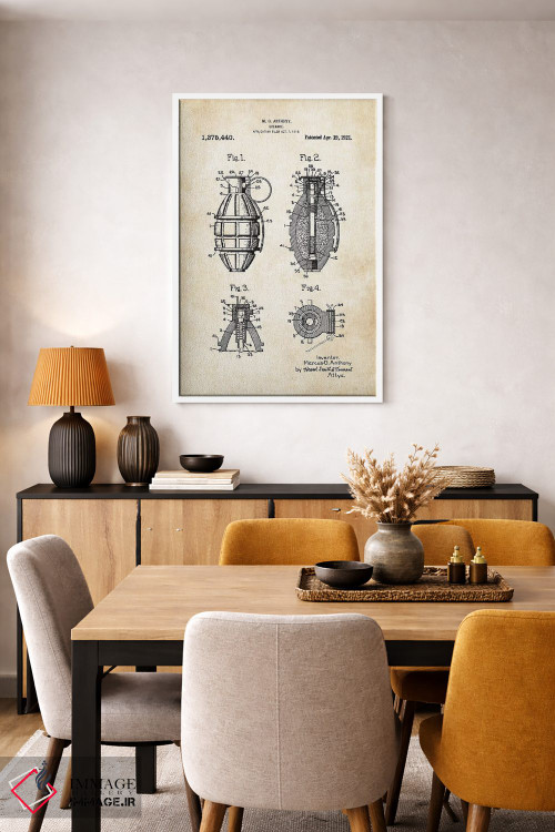 تابلو دکوراتیو نارنجک دستی اثر پتنت ۷۷ - D5W