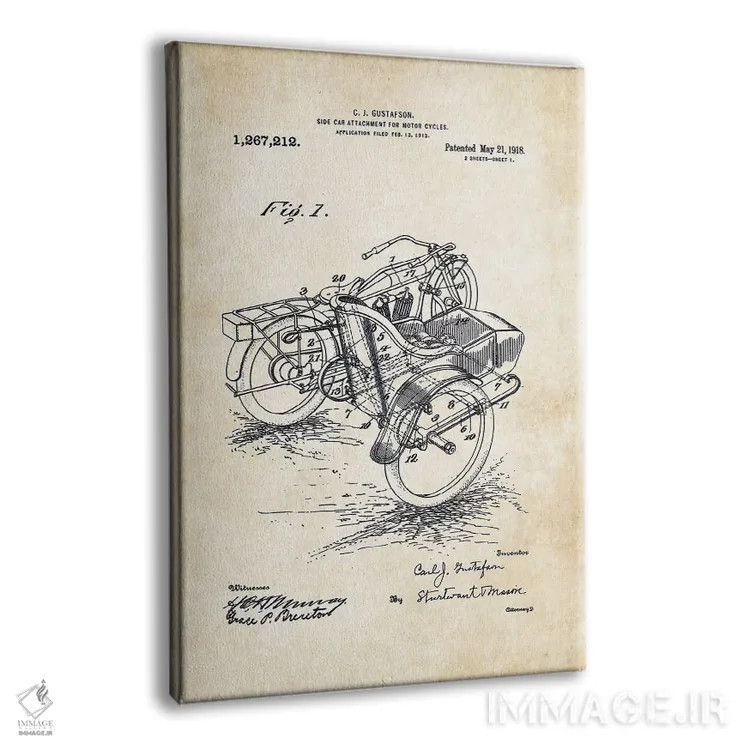 تابلو دکوراتیو سایدکار هارلی دیویدسون اثر پتنت ۷۷ - نمای پرسپکتیو محصول