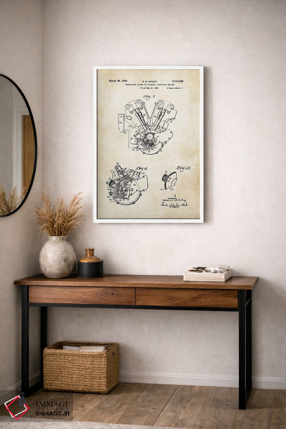 تابلو دکوراتیو موتور ناکل هد هارلی دیویدسون اثر پتنت ۷۷ - D3W
