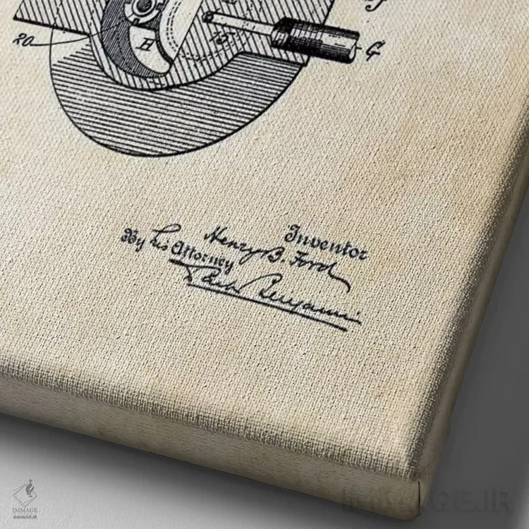 تابلو دکوراتیو کاربراتور هنری فورد اثر پتنت ۷۷ - نمای نزدیک بافت بوم