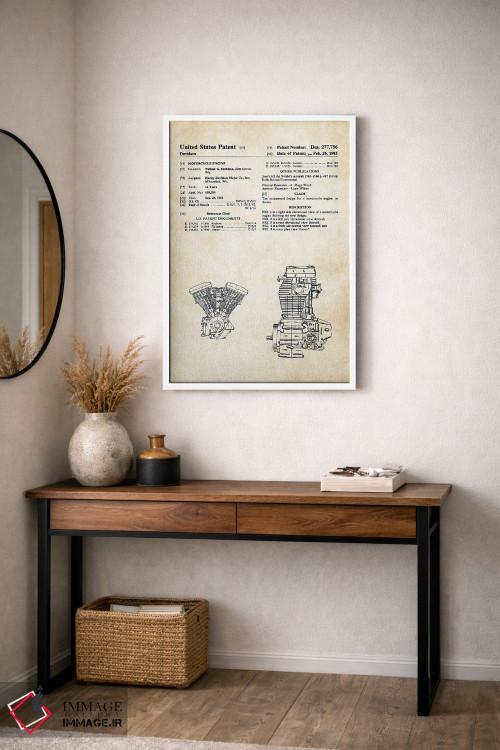 تابلو دکوراتیو موتور اوولوشن هارلی دیویدسون اثر پتنت ۷۷ - D3W