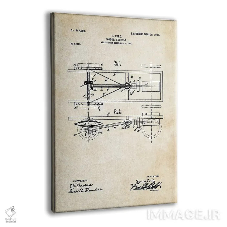 تابلو دکوراتیو خودروی مدل T هنری فورد اثر پتنت ۷۷ - نمای پرسپکتیو محصول