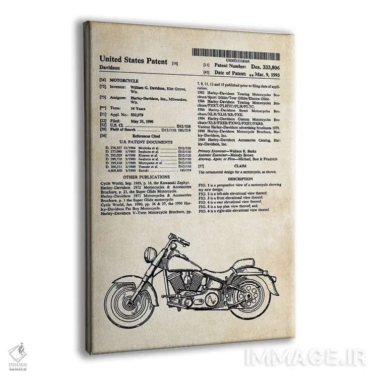 تابلو دکوراتیو موتورسیکلت سوپرگلاید هارلی دیویدسون اثر پتنت ۷۷ - نمای پرسپکتیو محصول