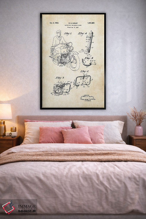 تابلو دکوراتیو موتورسیکلت هارلی دیویدسون اثر پتنت ۷۷ - D2B