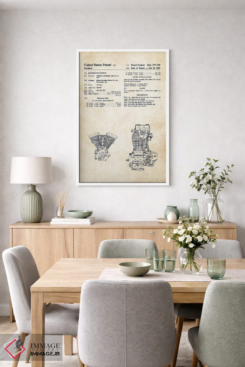 تابلو دکوراتیو موتور اوولوشن هارلی دیویدسون اثر پتنت ۷۷ - D5W