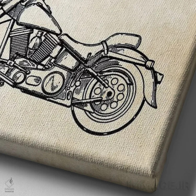 تابلو دکوراتیو موتورسیکلت سوپرگلاید هارلی دیویدسون اثر پتنت ۷۷ - نمای نزدیک بافت بوم
