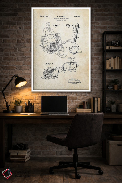 تابلو دکوراتیو موتورسیکلت هارلی دیویدسون اثر پتنت ۷۷ - D3W