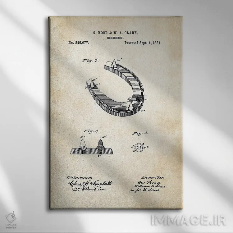 تابلو دکوراتیو نعل اسب اثر پتنت ۷۷ - نمای روبهرو روی دیوار