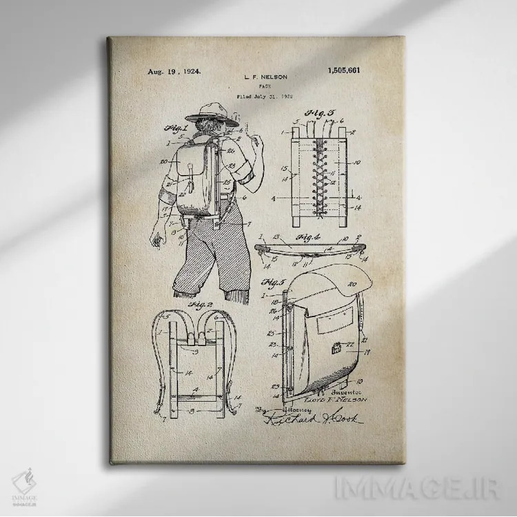 تابلو دکوراتیو کوله پشتی کوهنوردی و کمپینگ اثر پتنت ۷۷ - نمای روبهرو روی دیوار