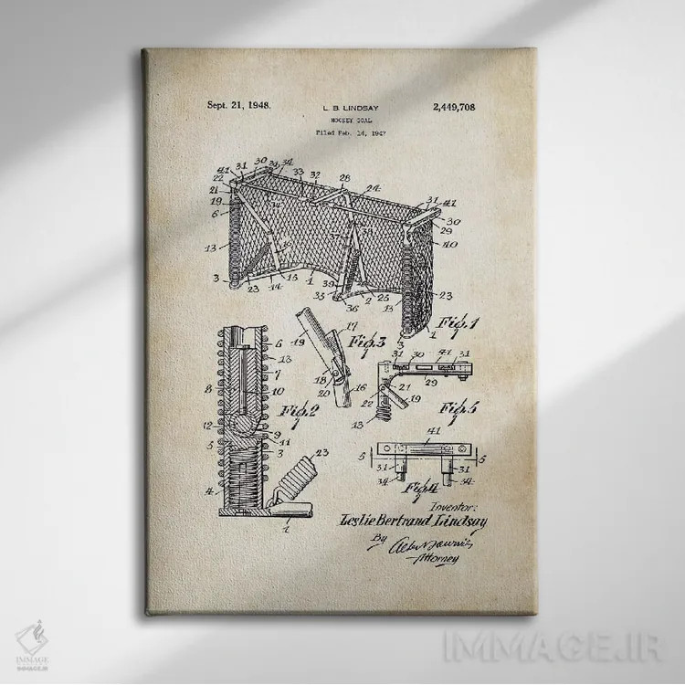 تابلو دکوراتیو دروازه هاکی روی یخ اثر پتنت ۷۷ - نمای روبهرو روی دیوار