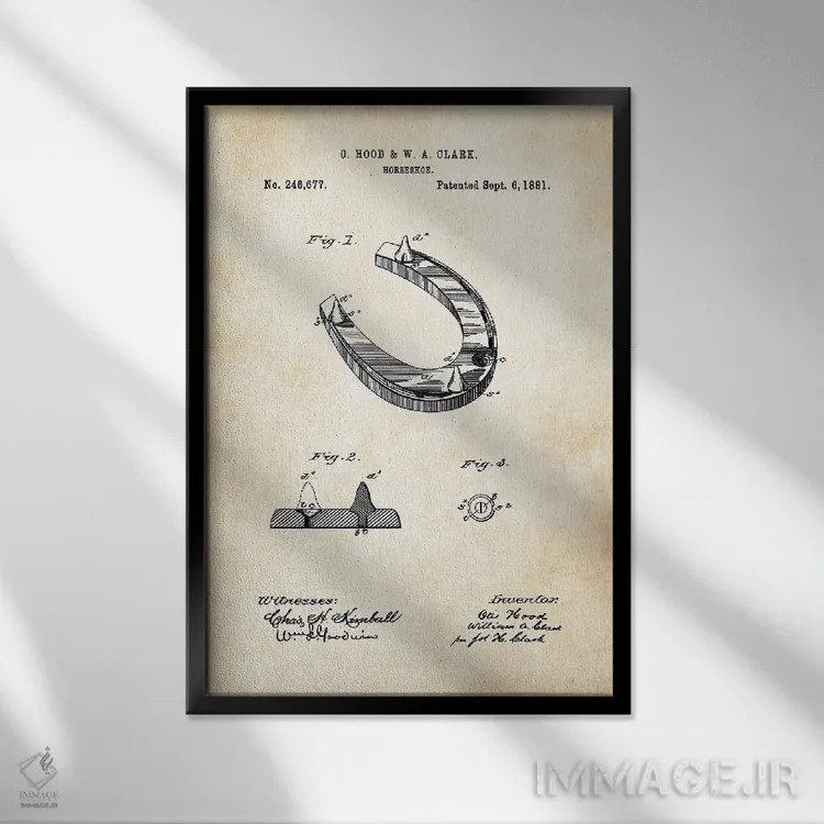 تابلو دکوراتیو نعل اسب اثر پتنت ۷۷ - نمای قابدار مشکی