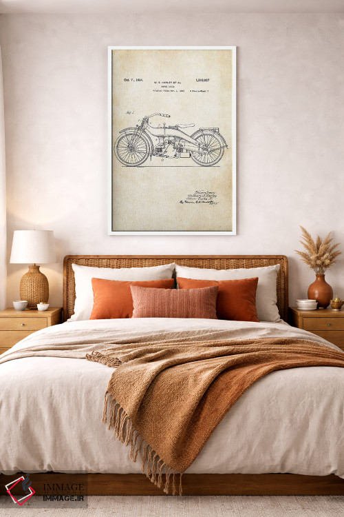 تابلو دکوراتیو موتورسیکلت هارلی دیویدسون اثر پتنت ۷۷ - D3W