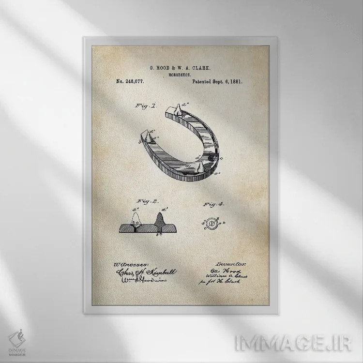 تابلو دکوراتیو نعل اسب اثر پتنت ۷۷ - نمای قابدار سفید