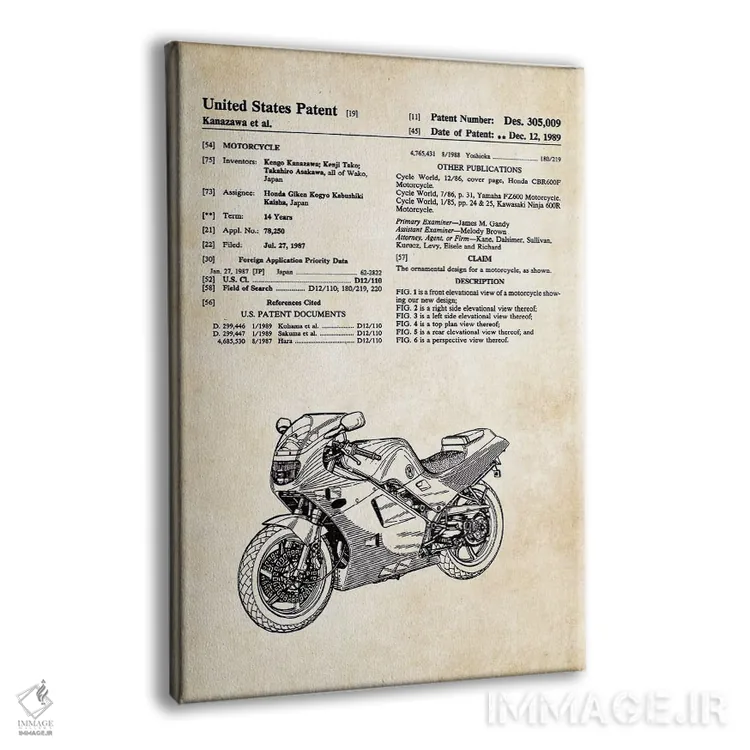 تابلو دکوراتیو موتورسیکلت هوندا اثر پتنت ۷۷ - نمای پرسپکتیو محصول