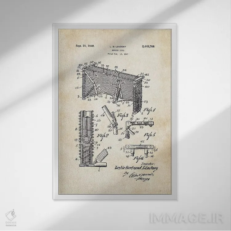 تابلو دکوراتیو دروازه هاکی روی یخ اثر پتنت ۷۷ - نمای قابدار سفید
