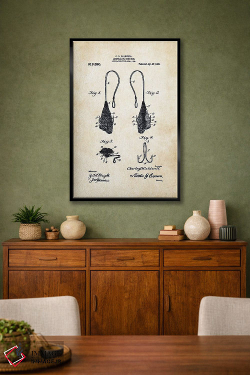 تابلو دکوراتیو قلاب فلای ماهی گیری عتیقه اثر پتنت ۷۷ - D2B