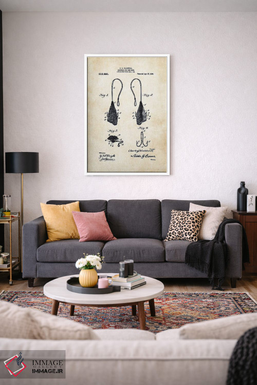 تابلو دکوراتیو قلاب فلای ماهی گیری عتیقه اثر پتنت ۷۷ - D3W