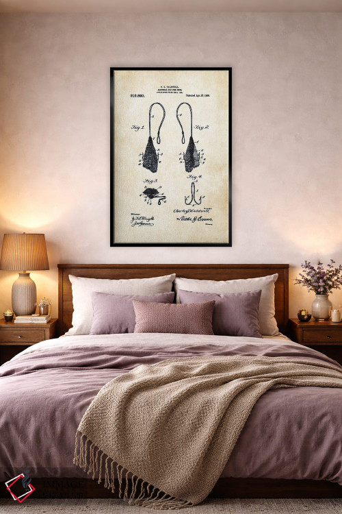 تابلو دکوراتیو قلاب فلای ماهی گیری عتیقه اثر پتنت ۷۷ - D5B