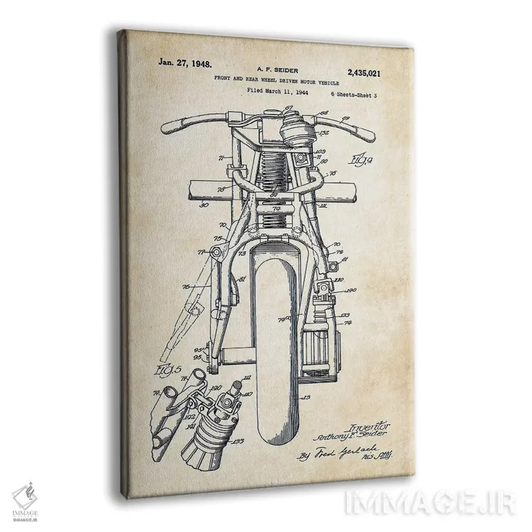 تابلو دکوراتیو موتورسیکلت اینباور اثر پتنت ۷۷ - نمای پرسپکتیو محصول