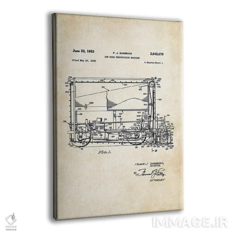 تابلو دکوراتیو دستگاه صاف کننده یخ زامبونی اثر پتنت ۷۷ - نمای پرسپکتیو محصول