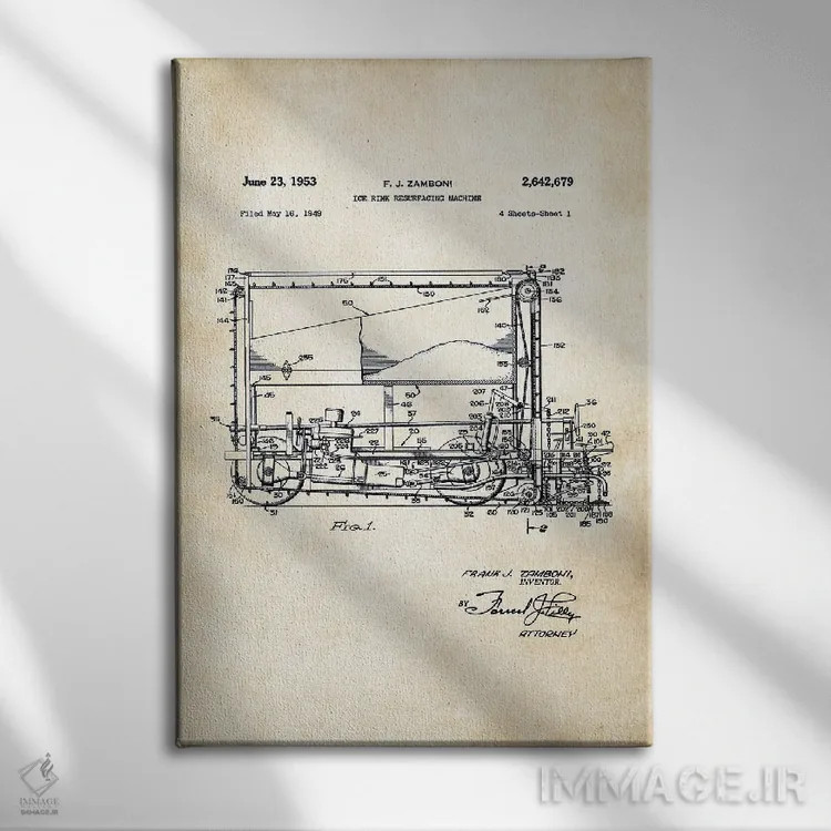 تابلو دکوراتیو دستگاه صاف کننده یخ زامبونی اثر پتنت ۷۷ - نمای روبهرو روی دیوار