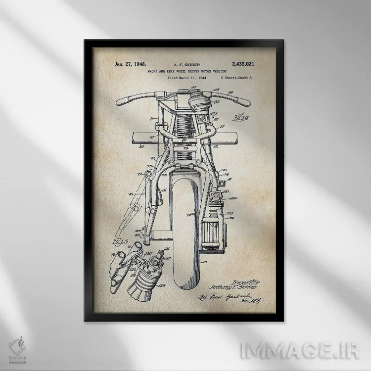 تابلو دکوراتیو موتورسیکلت اینباور اثر پتنت ۷۷ - نمای قابدار مشکی