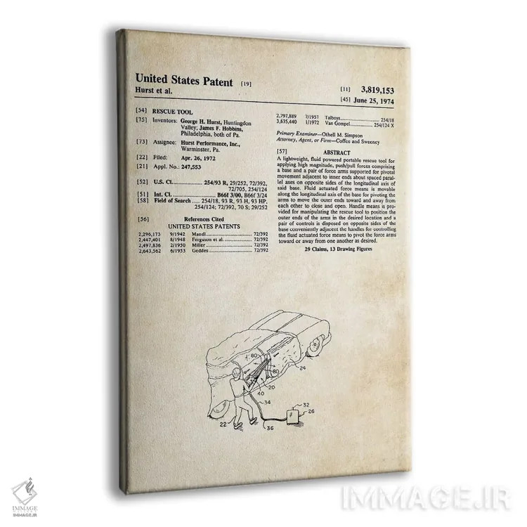 تابلو دکوراتیو ابزار نجات آتش نشانی اثر پتنت ۷۷ - نمای پرسپکتیو محصول