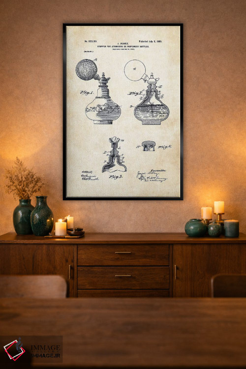 تابلو دکوراتیو بطری عطر قدیمی اثر پتنت ۷۷ - D2B