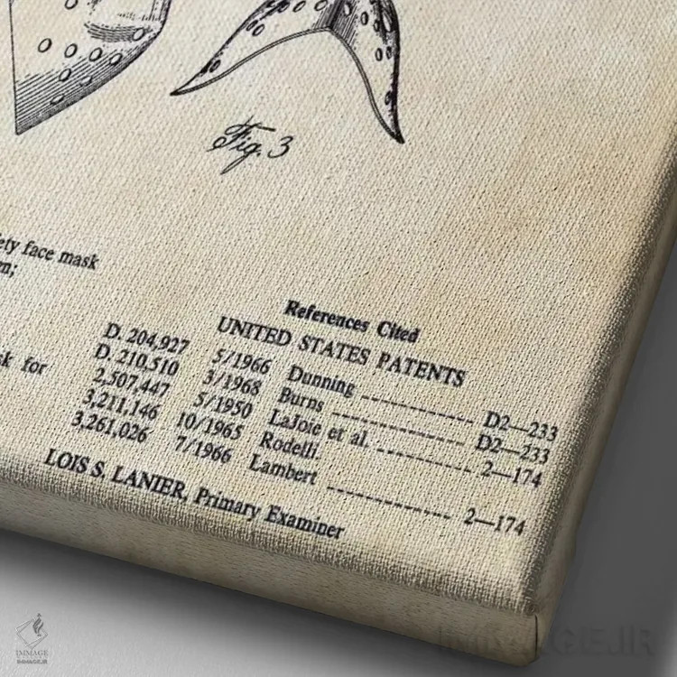 تابلو دکوراتیو ماسک هاکی جیسون ورهیز اثر پتنت ۷۷ - نمای نزدیک بافت بوم