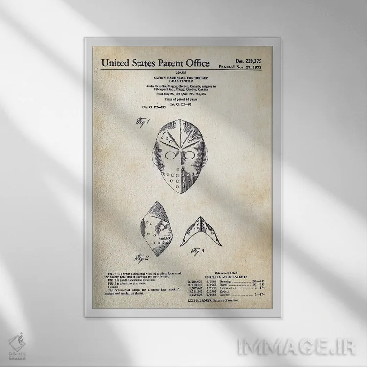 تابلو دکوراتیو ماسک هاکی جیسون ورهیز اثر پتنت ۷۷ - نمای قابدار سفید